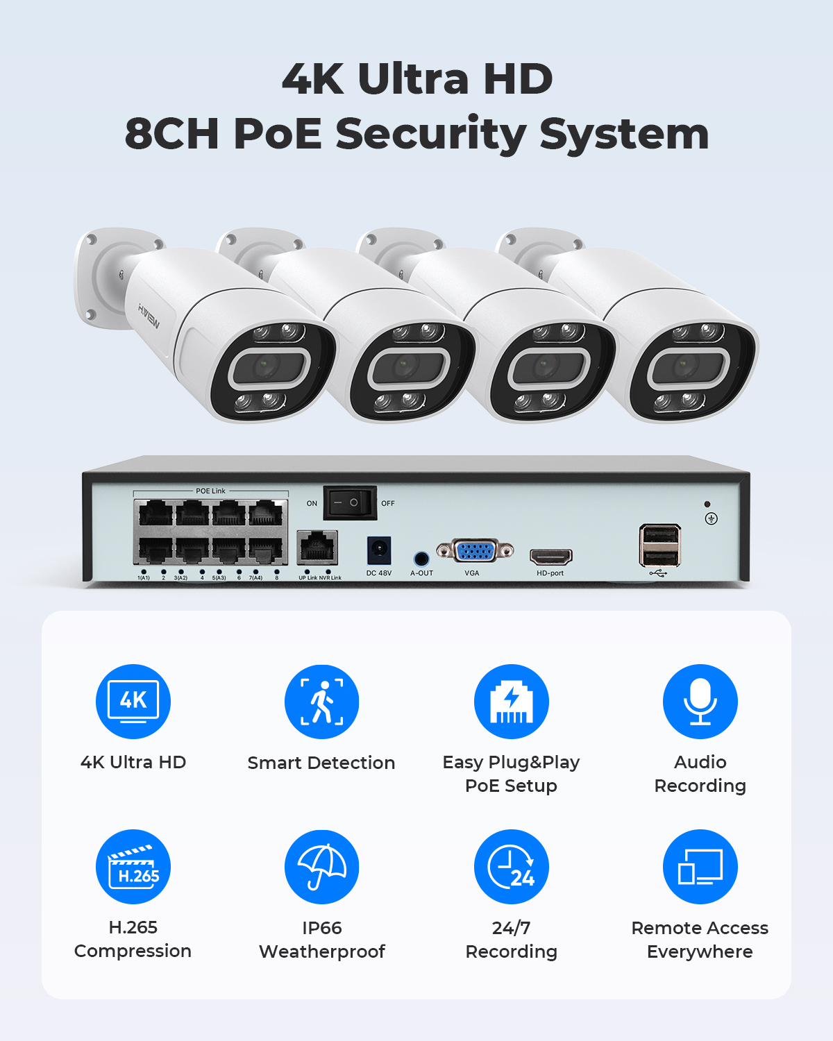 H.View 4K 5Mp 8Mp Poe CCTV Sec - Home Security Video review and price