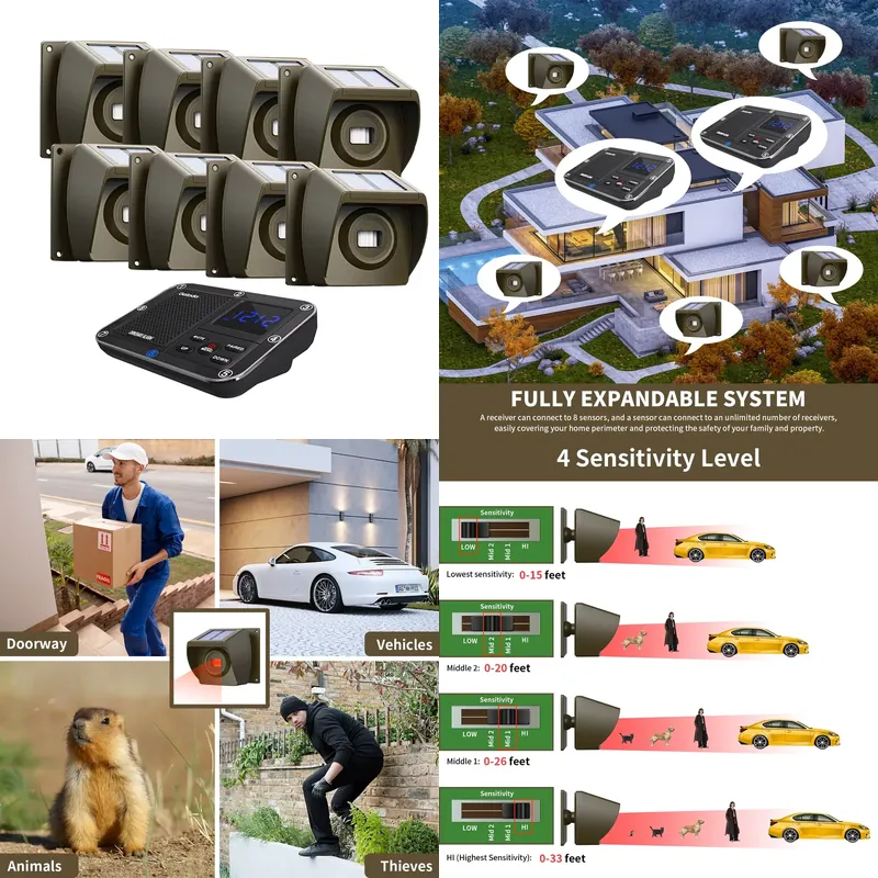 Outdoor Solar - Powered Wirele - Home Security Alarm review and price
