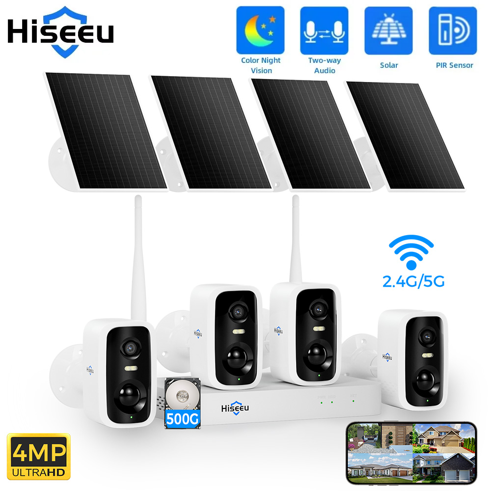 Hiseeu 10CH NVR 4MP WiFi Solar - Home Security Panel review and price